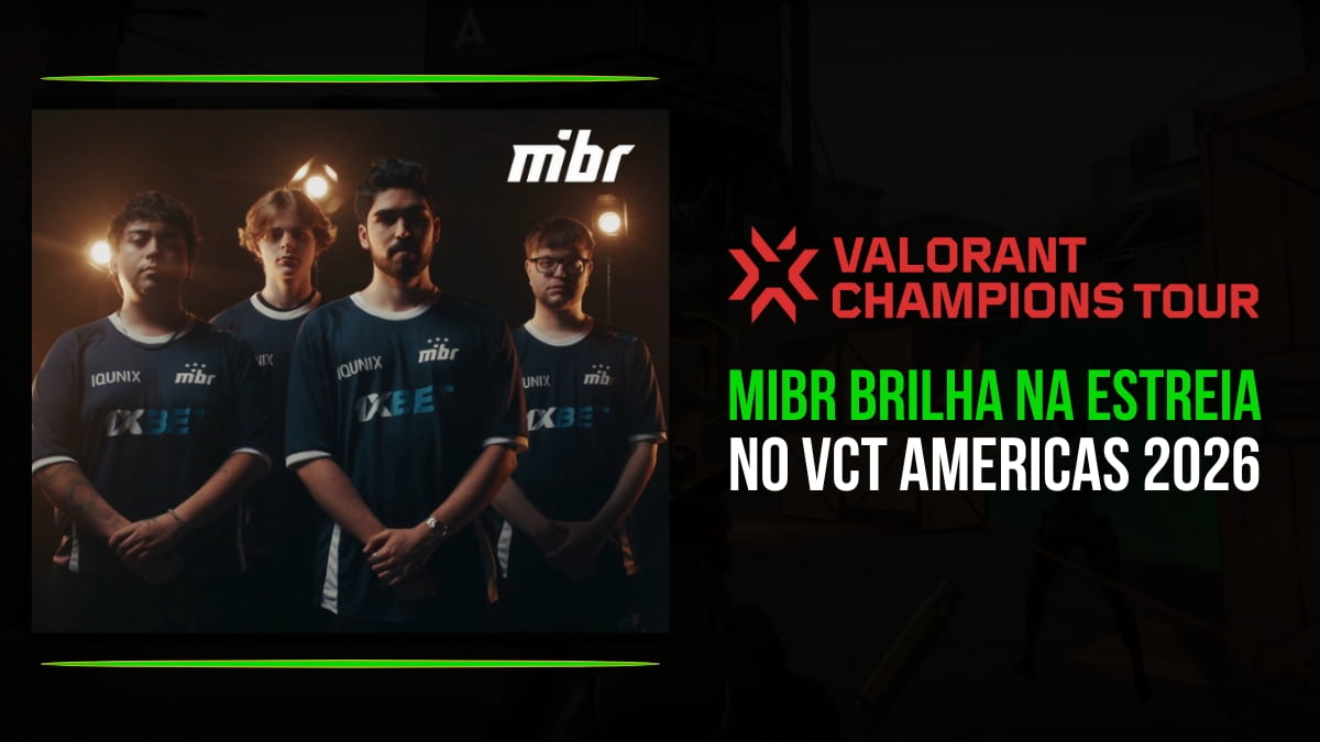 Capa de notícias sobre vitória da MIBR na estreia do VCT Americas do Valorant Champion Tour