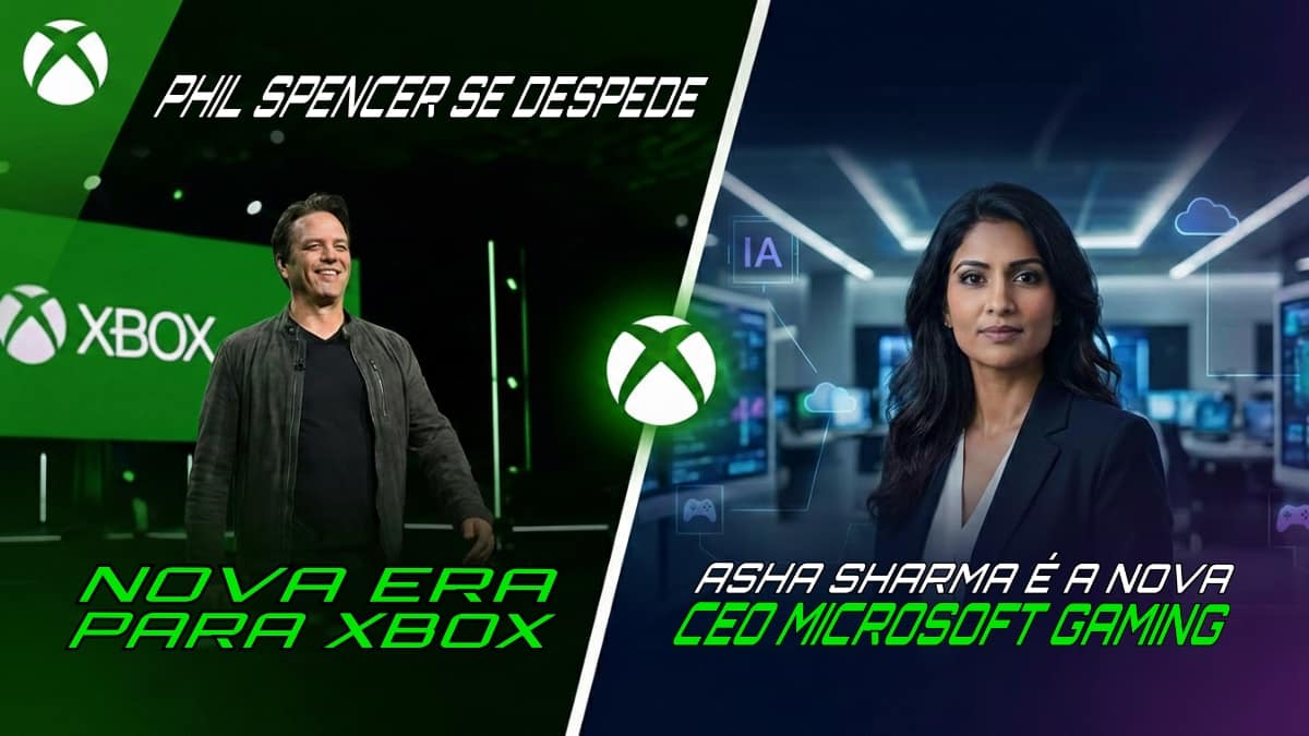 Artigo sobre a despedida de Phil Spencer e a chegada de Asha Sharma como nova CEO da Microsoft Gaming. Marcando uma nova era para o XBOX.