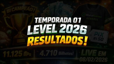 Capa de artigo sobre os resultados da Temporada 01 level 2026 do programa de recompensas MuralGamer REWARDS