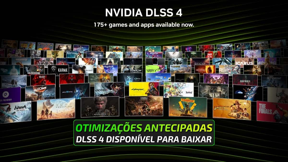 Capa de notícias sobre a liberação antecipada da atualização Nvidia para DLSS 4. Melhorias importantes para jogos.