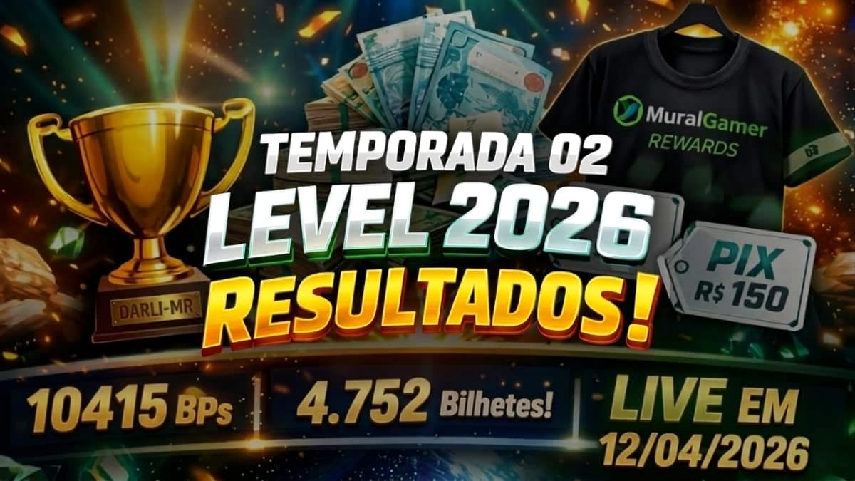 Capa de Artigo sobre Resultados da Temporada 02 Level 2026 do MuralGamer REWARDS