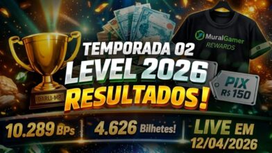 Capa de artigo de divulgação dos resultados da temporada 02 level 2026 do programa de recompensas MuralGamer REWARDS.