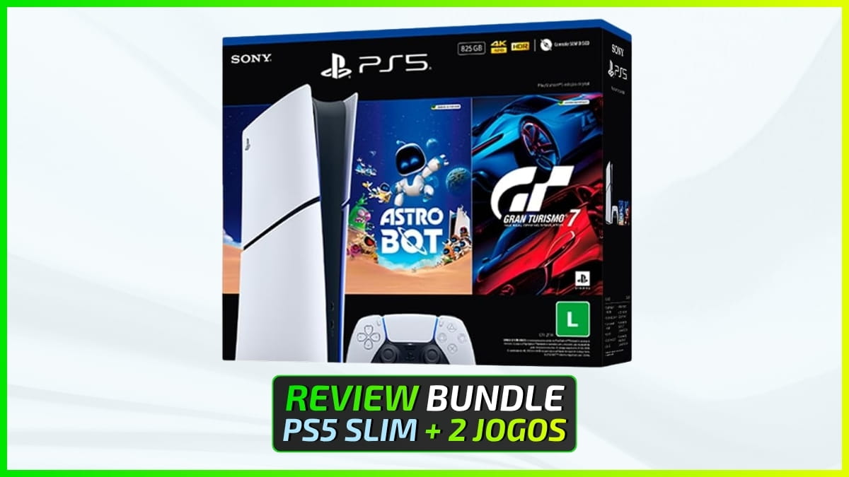 Capa de Review do bundle PlayStation5 Slim Digital 825GB – Pacote ASTRO BOT e Gran Turismo 7. Vale a pena?
