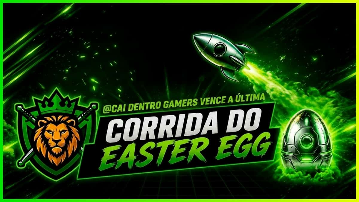 Capa de artigo sobre a última Corrida do Easter Egg do Desempate. Vencedor @CaiDentroGamers