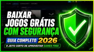 Capa de artigo sobre como baixar jogos grátis para pc com segurança. Guia completo de como encontrar jogos confiáveis e aproveitar com tranquilidade
