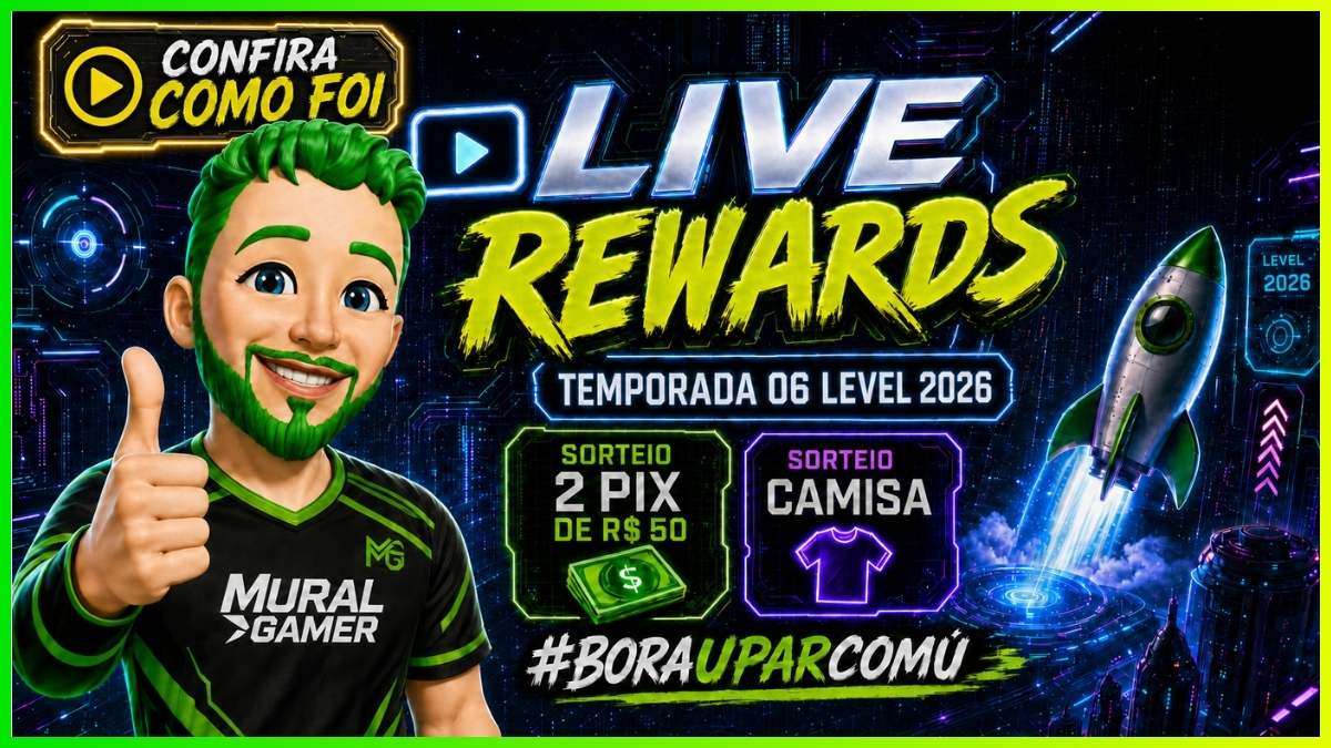 Capa de publicação da LIVE REWARDS referente temporada 06 level 2026 do Melhor Programa de Recompensas para Gamers