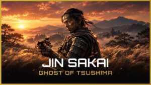 Capa de Artigo sobre Jin Sakai – Ghost of Tsushima. Seção Lenda Gamer do MuralGamer.